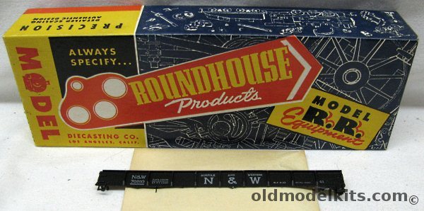 Roundhouse-Model Die Casting 1/87 40' Low Side Gondola  Norfolk & Western (N&W) - Metal HO Craftsman Kit with Sprung Metal Trucks, G102T plastic model kit